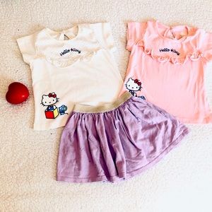 Hello Kitty 3T tops and skirt bundle